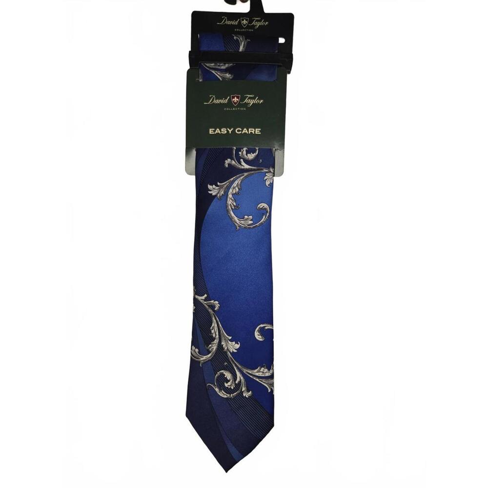 David Taylor Collection Easy Care Blue Patterned Men's Tie